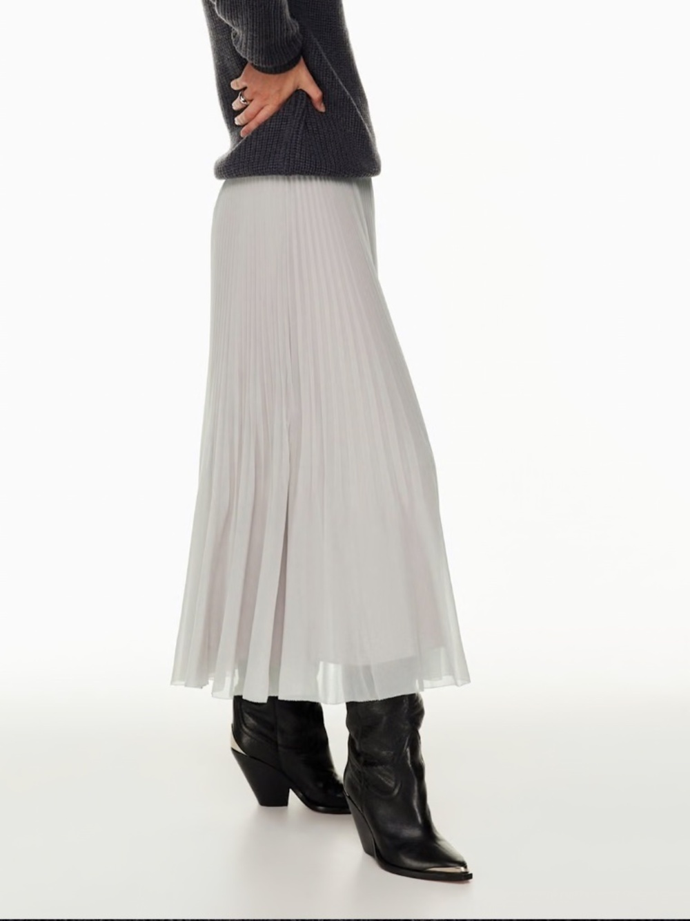 Aritzia Twirl Midi Skirt in morado grey - Picture 2 of 3